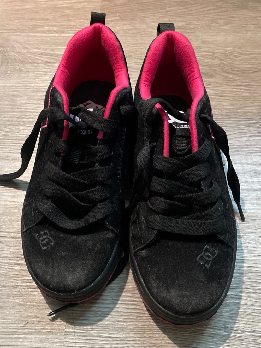 DC Women's Black Sneakers with Pink Lining